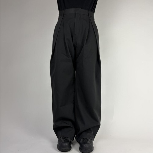 Black double pleated wide leg - double,