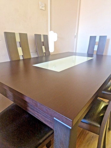 Brown dinning table - and, chairs