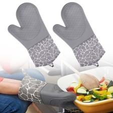 1Pair Silicone Oven Gloves Heat Resistant Non-Slip Thick Mitts Cooking BBQ