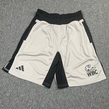 Adidas Boxing Shorts Mens Large Heather Grey Black WBC Boxwear Tech Sport