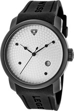 Swiss Legend: Men'S Quartz Silver Dial Analogue Display Black Silicone Strap.