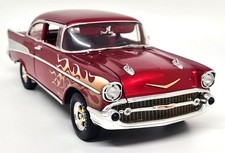 Highway 61 1/18 Chevy 150 Utility Sedan 1957 Red Flames Diecast Scale Model Car 