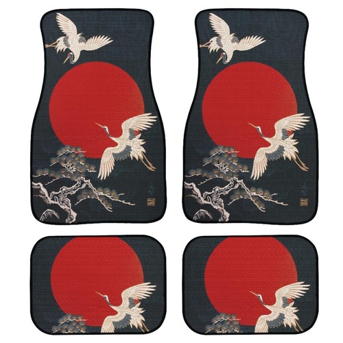 Japanese crane art print car - art,