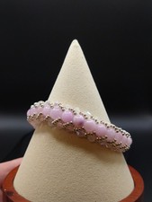 Handmade Pink Glass Bead Bracelet With AB Bicone Beads On Magnetic Sparkle Clasp