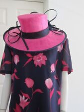 Jacques Vert Wedding Hat Side Upturn Feather Quill Look Cerise Pink, Black Ivory