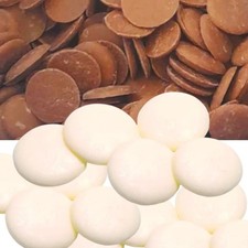 White drops buttons brown - buttons,
