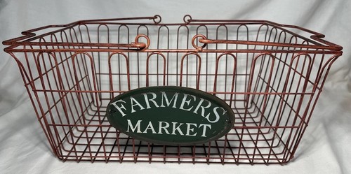 Wire metal basket red - basket, farmers