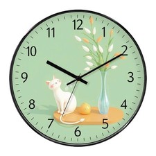 Adorable Cat Flower Wall Clock