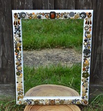 Large Handmade Vintage Jewellery Framed Mirror Floral Flowers Recycled Reclaimed