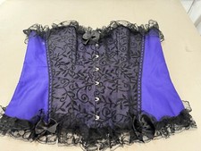 Ladies Corset Waist Trainer Cincher Basque Lace Buckle Size 4XL Purple Black