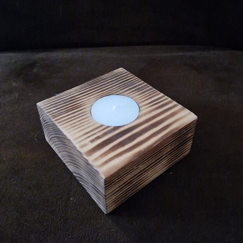 Rustic wooden tea light - , candle