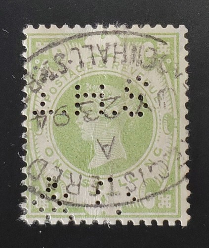 1887 dull green - 1/-,