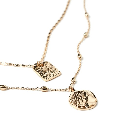 Pendant necklace double coin - double,