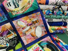 Connie Haley 3 Wishes Rhythm & Hue Cotton Fabric by 1/4 Metre*/Panel Music Notes