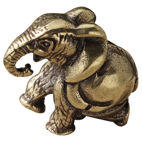 Golden brass elephant figurine - brass,