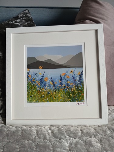Framed print daisies - print,