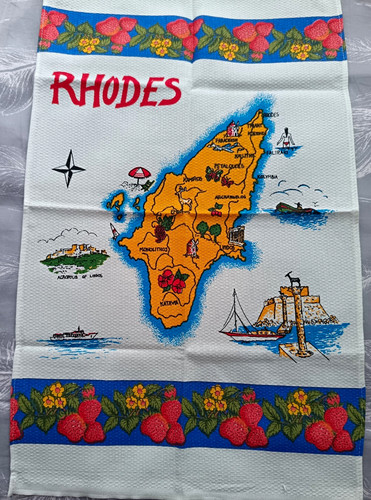 Rhodes pictorial map cotton - pictorial,