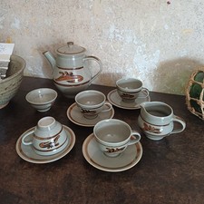 4 cup coffee set, coffee pot, milk jug, bowl, Harry & May Davis, Crowan Pottery