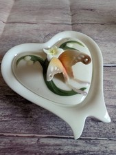 Graff Porcelain Butterfly Papillon Heart Shaped lidded Trinket Box 