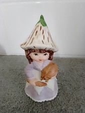 Vintage Ceramic Woodland Fairy Figurine Hand Held Figural Bell 