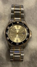 Hugo Maxx Authentic Vintage Two-Tone 18 K Gold Pl Water Shock Resistant Watch