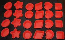 Set of 12 or 24 Silicone chocolate moulds in 6 shapes available in 4 colours