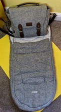 Mamas & Papas x Moon Tweed Footmuff & Changing Bag Luxury Set Moons Grey Wool
