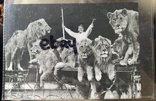 CIRCUS BARNUM LIONS & LION TAMER AUTOGRAPH GERD SIEMONEIT-BARUM LGE POSTCARD