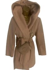 Zara Salmon Nude Pink Warm Hooded Belt Tie Wrap Coat Cardigan Size M Used