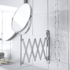 NEW IKEA FRACK Extendable SHAVING MIRROR Stainless Steel Round Magnifying Wall