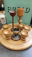 Mixture Of Antique And Vintage Wooden Hand Turned Egg Cups.  Treen Egg Cups.