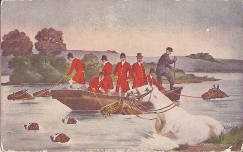 Fox hunting crossing the - hunting,