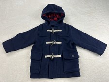 Gap Toddler Duffle Coat 3 Years Navy Wool Blend Hooded Toggle Jacket Kids