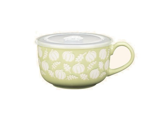 Wax resist soup mug - resist, lid