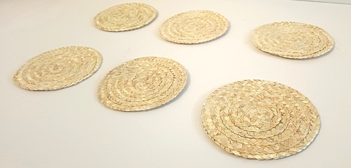 6pcs natural woven straw - natural,