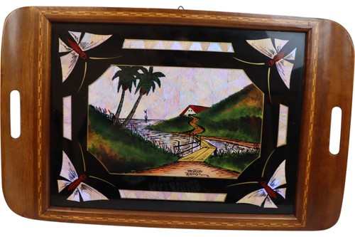 Vintage wooden serving - wooden, tray