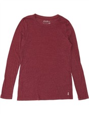 EDDIE BAUER Womens Top Long Sleeve UK 14 Large Maroon Cotton VW06