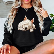 Sleeping Westie Puppy Dog Animal Lovers Womens Sweatshirt Pet Owner Jumper