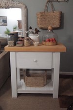 Kitchen Island/Butchers Block Beech Top in Neptune 'Snow' Eggshell