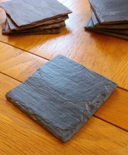 x4 Natural Slate Coasters Square 8cm Reclaimed From 100 Year Old Roof Red Black