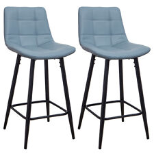 Set of 2 Tall Bar Stools PU Leather Seater Metal Leg Kitchen Pub Cafe Barstool