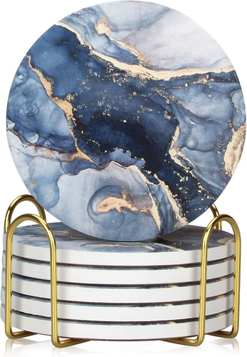 Coasters set navy blue - coasters, 6,