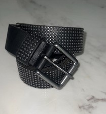 Black Studded Leather Belt Size M