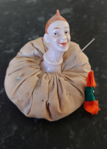 Antique half doll pin - antique, cushion