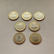 British Territories £2 Coins Job Lot. 7 Coins. Isle Of Man, Jersey, Gibraltar.