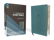 NIV, Foundation Study Bible, Leathersoft, Teal, Red Let - Leather / Fine Binding