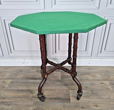 Antique Occasional Games Table - Wooden Turned John Taylor Edinburgh On Castors