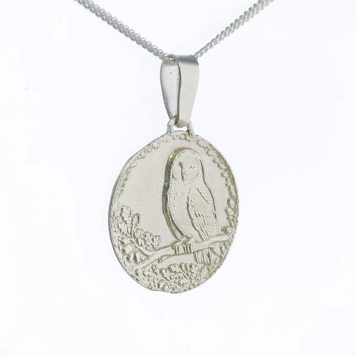 Sterling silver owl necklace - sterling,