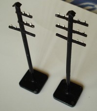 Tri-Ang Vintage Telegraph Poles, 2-off, R-86, OO Gauge, Diecast Metal