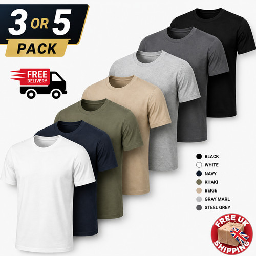 Mens plain shirts 5 - t, pack